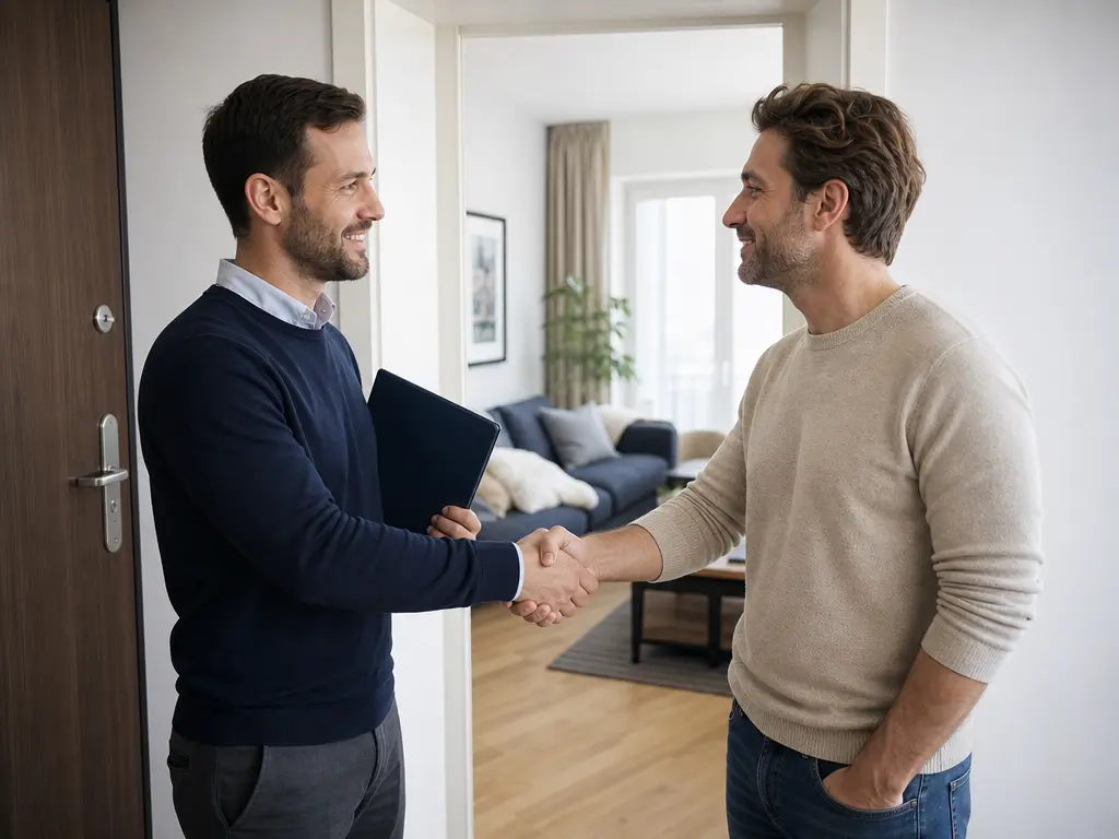 A BIVO representative shaking hands with a property owner